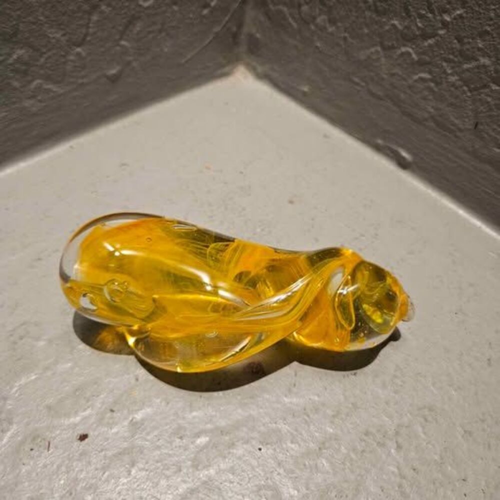 Yellow Swirl Art Glass Paperweight